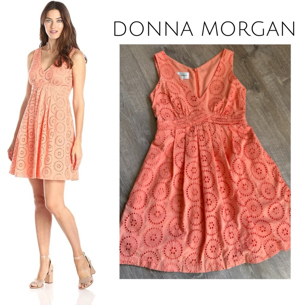 Donna Morgan Coral Eyelet Dress-Size 2